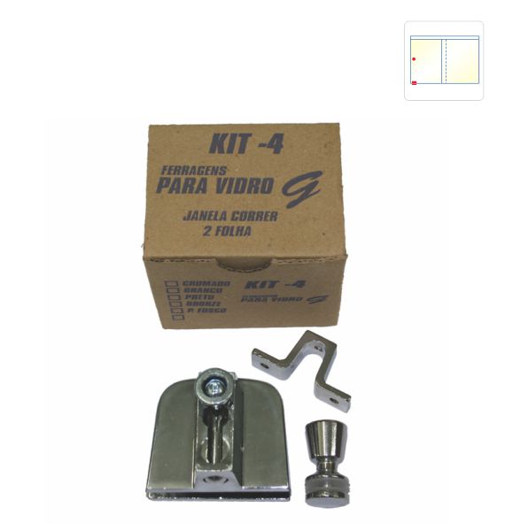 KIT 04 Ferragens para Vidro Janela de Correr - GR2 Glass